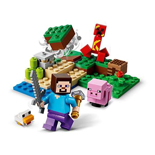 LEGO 21177 Minecraft Der Hinterhalt des Creeper, mit Steve, Schweinchen- und Kükenfiguren, ab 7 Jahren mit Minifiguren (Prime / otto up)