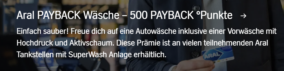 Dauerangebot: Aral Autowäsche für 500 Paybackpunkte