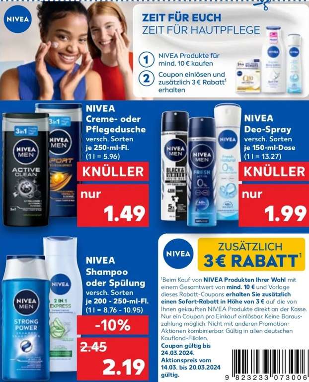 Nivea Shampoo oder Spülung bei Kaufland für 2,19€, Deo für 1,99€, Duschgel 1,49€ im Angebot