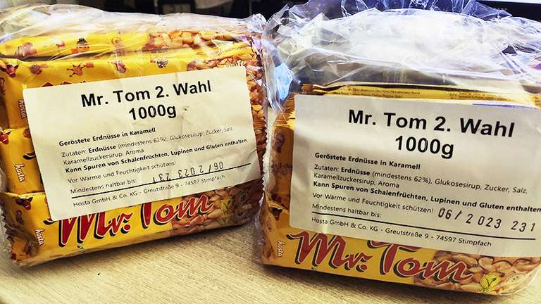 Mr.Tom Peanut Erdnuss Riegel 2-te Sortierung Vegan 1000g (6,99€/Kg + Versand)