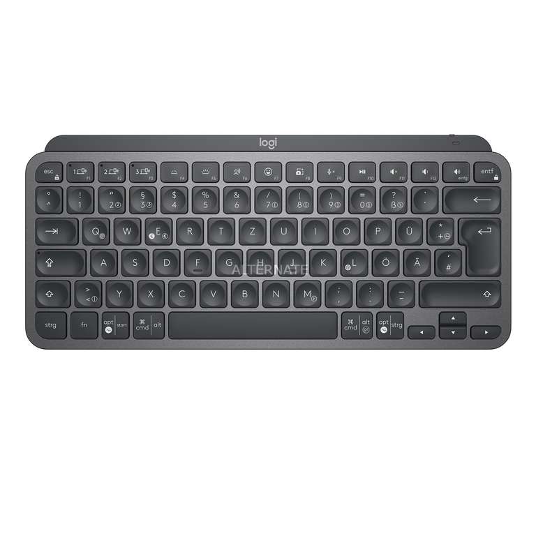 Logitech MX Keys Mini Graphite, schwarz, LEDs weiß, USB/Bluetooth, DE für 59,99€ | Logitech MX Anywhere 3, Maus für 49,99€