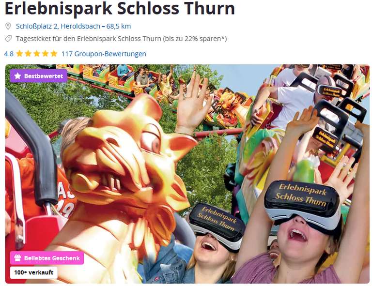 Groupon Tagesticket für den Erlebnispark Schloss Thurn 24,56€