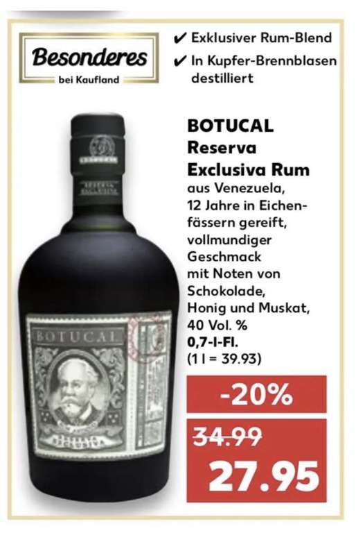[Kaufland Jena] Botucal Reserva Exclusiva Rum (1 x 0.7 l)