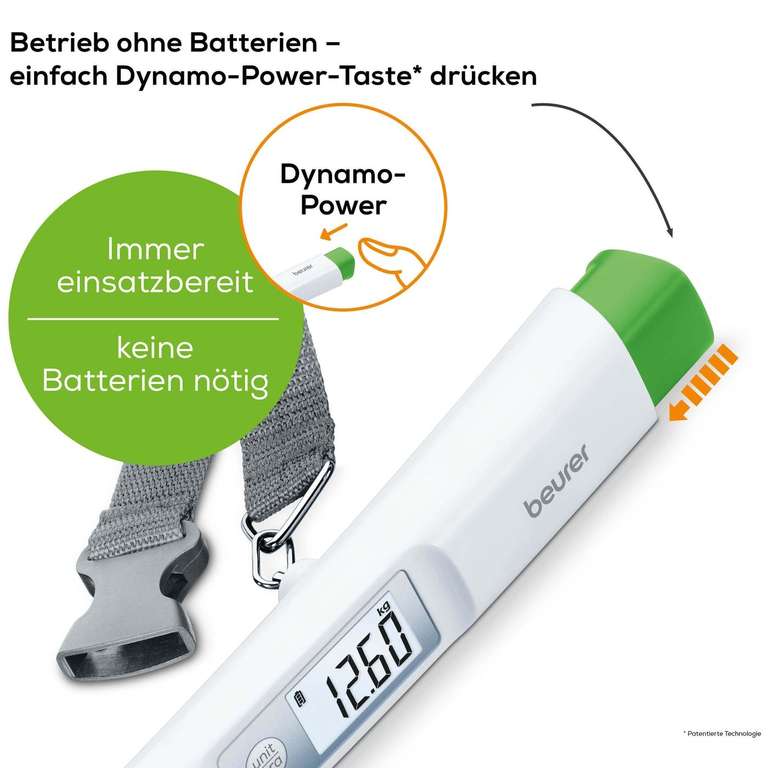 Beurer LS 20 eco: Batterielose Kofferwaage mit Display für 14,99€ (mit Amazon Prime)
