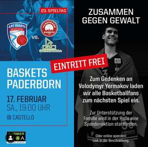 Kostenloser Eintritt für das ArtGiants Basketballspiel am 17.2.24