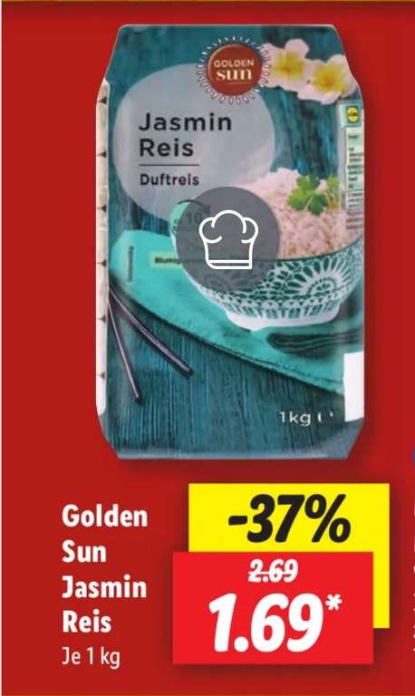 Jasmin-Reis | 1 kg Duftreis von der Eigenmarke Golden Sun (Lidl - Filiale)