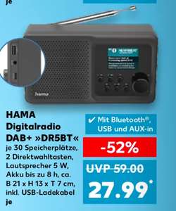 (Kaufland) Hama DAB Radio Digitalradio mit Bluetooth und Akku DR5BT (mobiles Radio mit DAB/DAB+/FM, Farbdisplay, USB-C, 8h Spielzeit)