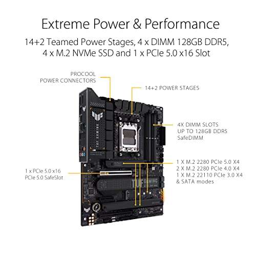 [Vorbestellung] ASUS TUF GAMING X670E-PLUS Mainboard (ATX, AM5, Ryzen 7000, 4x DDR5, PCIe 5.0, 4x M.2, USB-C 3.2 Gen 2x2, 2.5 Gb LAN)