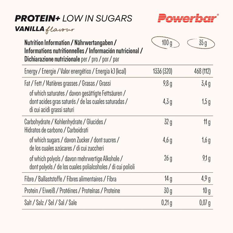[Prime] Powerbar Protein Plus Low Sugar Proteinriegel | 16 x 35g | 10g Eiweiß / Riegel | ca. 0,76€ / Riegel | Chocolate Brownie oder Vanilla
