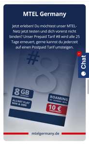 (Urlaubs-Simkarte) MTEL Prepaid (vodafone LTE Netz) 8 GB: In Deutschland, der EU, Großbritannien, der Schweiz und MTEL Zone (Balkan)