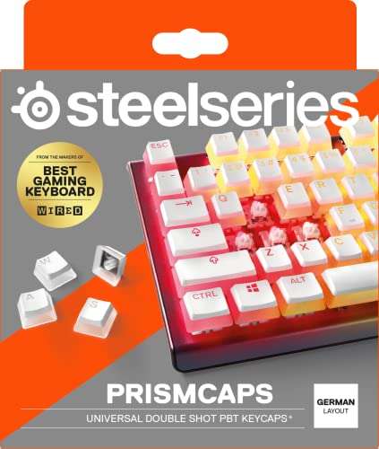 (Amazon) SteelSeries Prismcaps, DE Layout - weiß + schwarz [Pudding Keycaps, Tastenkappen]