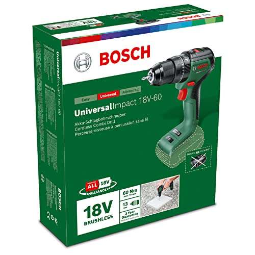 Bosch Akku Schlagbohrschrauber UniversalImpact 18V-60 (ohne Akku, 18 Volt System, im Karton)