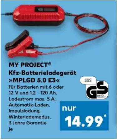 KFZ Batterieladegerät MPLGD 5.0 E3, 6/12 Volt, 5 Ampere für 14,99 Euro [Kaufland]