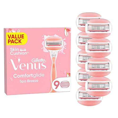 Gillette Venus Comfortglide Spa Breeze Rasierklingen Damen, 9 Ersatzklingen für Damenrasierer mit 3-fach Klinge
