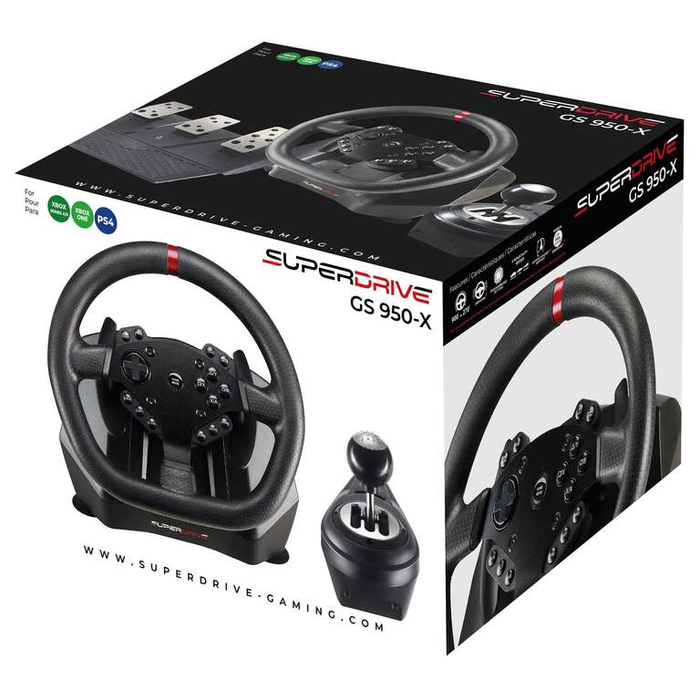 [Prime] Subsonic Superdrive GS950-X (900° lenkrad mit manuellem Schalthebel, 3 Pedalen und Schaltpaddles für Xbox Serie X/S, PS4, Xbox One)