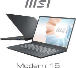 MSI Modern 15 Notebook - 15,6 FHD, IPS, i5-1155G7, 8GB DDR4-3200, 512GB NVMe SSD, Alu-Gehäuse, bel. Tast., 39Wh, USB-C PD/TB4, 1,6kg, W11pro