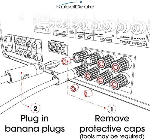 KabelDirekt – Bananenstecker – 10 Paare (Banana-Steckverbinder für Lautsprecherkabel bis 6 mm²) [Prime]