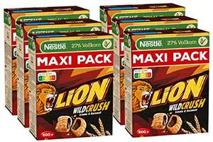 Prime Nestlé LION Nestlé LION Nestlé Cerealien LION WildCrush, Schoko & Karamell Frühstücks-Cerealien, 6er Pack (6x600g)
