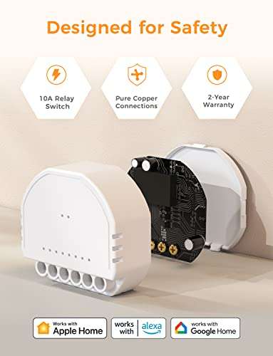 Refoss Mini interrupteur de relais intelligent Wi-Fi avec assistant  domestique, interrupteur intelligent 10 A avec mesure du courant,  interrupteur