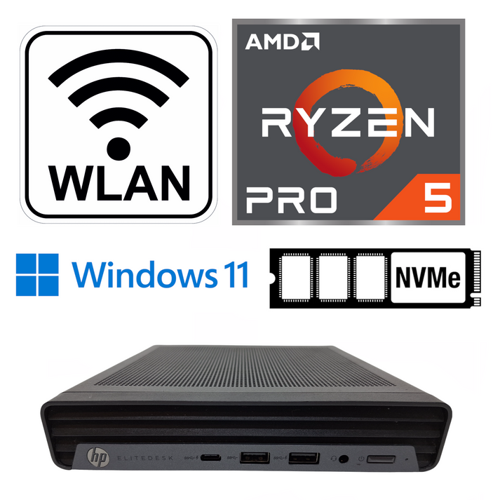 HP EliteDesk 805 G8 Mini PC ab 245€ - AMD Ryzen 5 5650G, 16GB RAM, 256GB SSD, WLAN + BT, 2x M.2 NVMe Slots USB-C - refurbished Multimedia PC