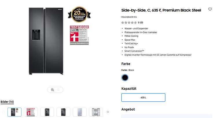 [CB] Samsung Side-by-Side Kühlschrank RS6GA884CB1/EG -EEK C