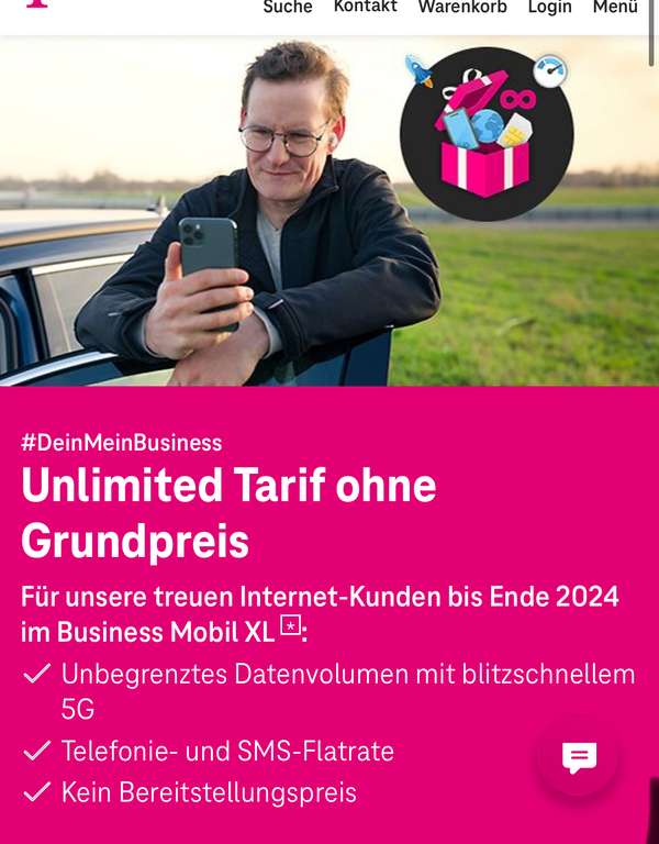 Telekom Business Mobil XL Tarif mtl. Grundpreis geschenkt bis 31.12.24