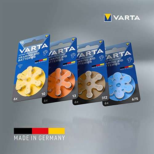 VARTA Hörgerätebatterien Typ 13 orange, Batterien 60 Stück (12,55€ möglich) oder Typ 10/312 für 14,24€, 675 15,19€ (Prime Spar-Abo)