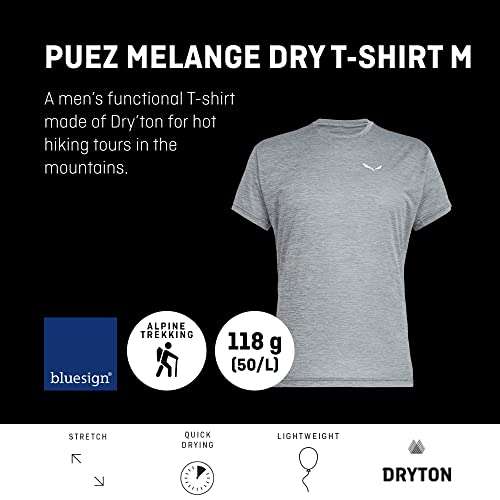 Salewa Puez Melange Dry'ton (Gr. M & L) Herren T-Shirt in blau [Amazon Prime]