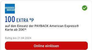 [Personalisiert] Payback American Express: 100 Extra Punkte auf Kartenzahlung ab 20€