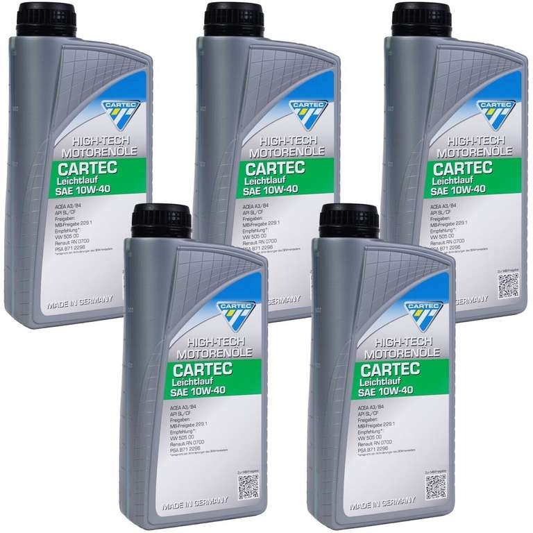 Cartec 5L Longlife Öl SAE 5W-30 Motor-Öl (20,99€) oder Cartec 5L Premium Öl SAE 10W-40 (16€)