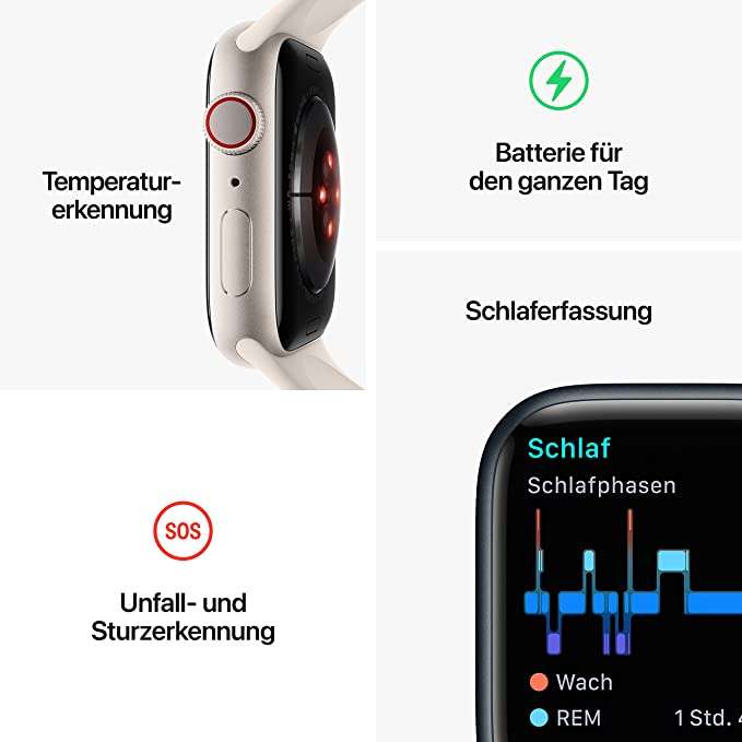 Apple Watch Series 8 GPS 45 mm Aluminiumgehäuse Mitternacht / Bestpreis möglich!