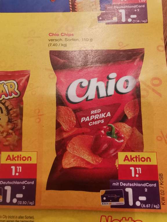 Chio Red Paprika Chips 150g Netto mit Deutschlandcard für 1,- Euro (ansonten 1,11 Euro)