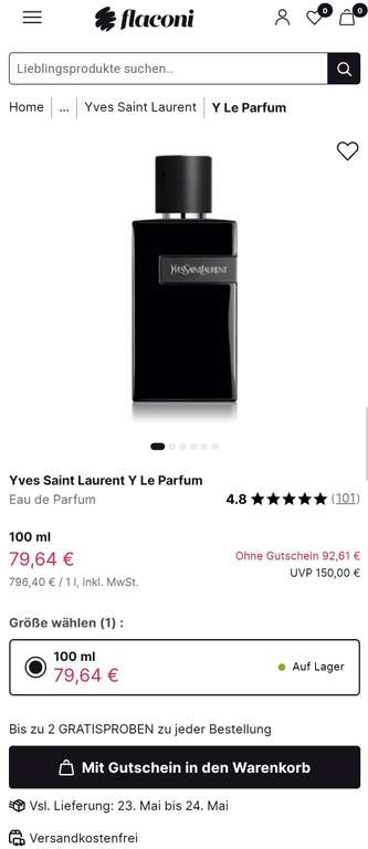 Yves Saint Laurent Y Le Parfum Eau de Parfum 100ml [Flaconi]