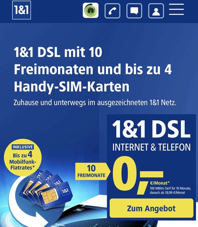 Aktuell Bestpreis für DSL: 100Mbit für eff. 18,33€ mtl. - nur über Hotline, bis 250Mbit und/oder Glasfaser gegen Aufpreis