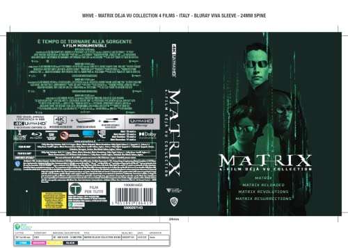 [Amazon.it] Matrix - Deja Vu - Filmsammlung - Teil 1 bis 4 - 4K Bluray - deutscher Ton - Primeday - Steelbooks für 62€