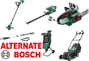 Bosch Gartengeräte: z.B. Akku-Rasentrimmer, -Heckenschere, -Kettensäge, -Rasenmäher, Elektro-Häcksler & Hochdruckreiniger
