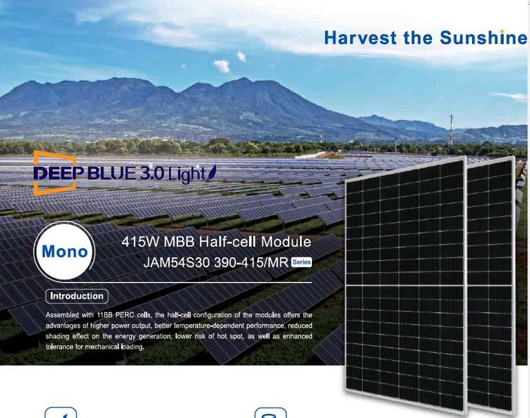 JA Solar 410W Halbzellen PV Modul