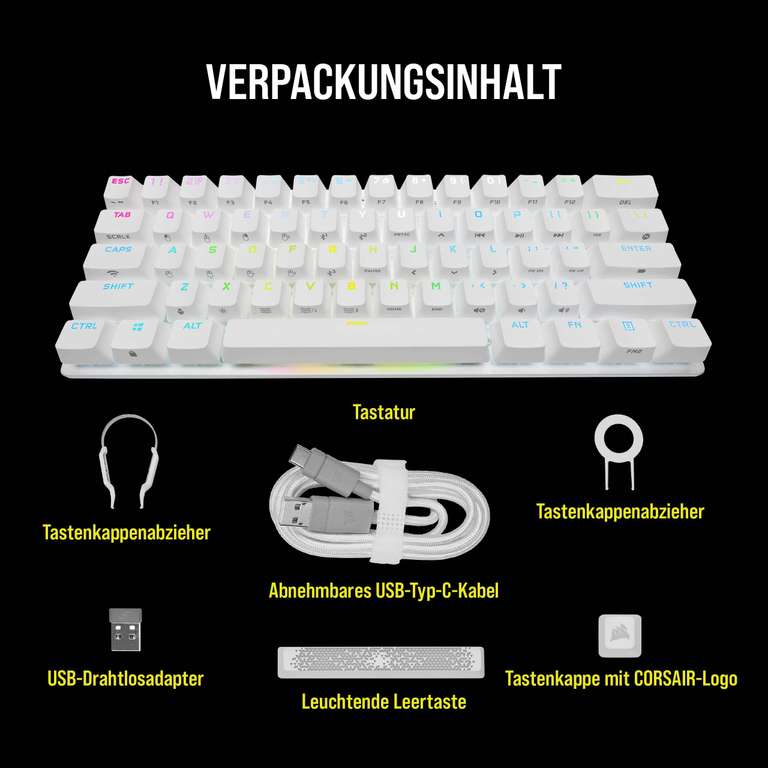 Corsair K70 PRO MINI Wireless RGB 60% Mechanische Gaming-Tastatur - DE Layout, QWERTZ