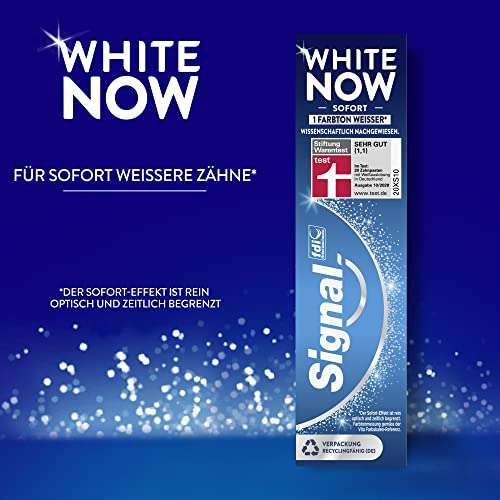[Sparabo+Coupon] Signal Zahnpasta White Now, 75 ml (Stiftung Warentest Note 1,1)