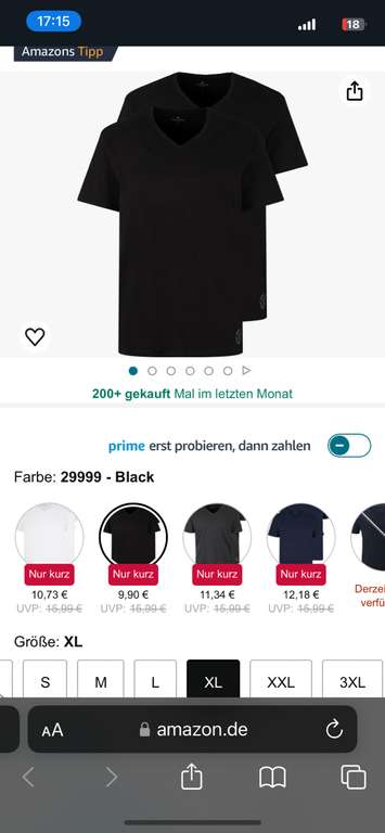 2x TOM TAILOR Herren T-Shirt mit V-Ausschnitt Gr. XL [Amazon Oster Deals]