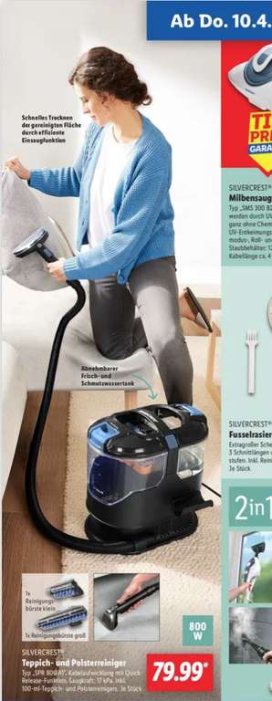 SILVERCREST Polsterreinigungsgerät »SPR 800 A1« für 79,99€ bei Lidl