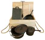 Westerholt Dutch-Oven-Set/Grill-Koch-Set (7-teilig) aus Gusseisen inkl. Holzkiste für 34,90€