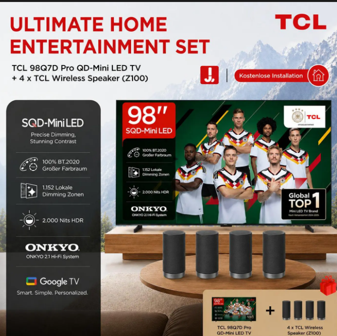 TCL 98" Q7D Pro QD-Mini-LED + Z100 – 2.999 € inkl. Lautsprecher