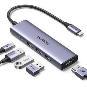 [Prime] Ugreen 15596 USB-C Hub | HDMI bis 4K@30Hz | USB-C (100W Power Delivery) | 3x USB-A 3.0 (je 5Gb/s)