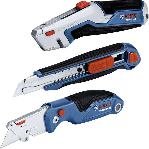 Bosch Professional Messer-Set 3-teilig mit Universal-Klappmesser, Cuttermesser und Universal-Teppichmesser