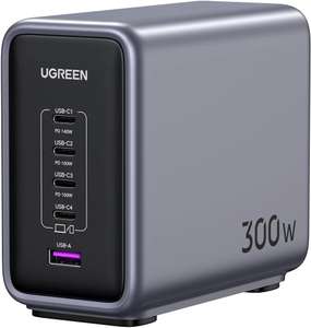UGREEN 300W 5-Anschluss GaN-Schnellladegerät für iPhone, Macbook, Steamdeck, Nintendo Switch; auch über Amazon verfügbar