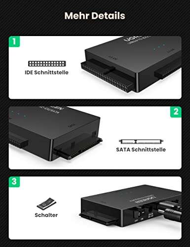 [Prime] Ugreen SATA IDE auf USB 3.0 Adapter für 2.5" 3.5" SATA SSD HDD an USB 3.0