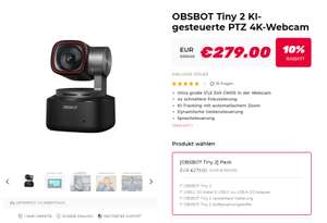OBSBOT Tiny 2 KI-gesteuerte PTZ 4K-Webcam