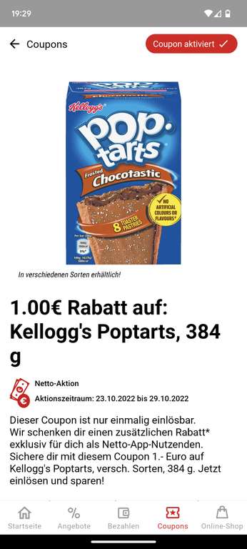 [Netto MD] Poptarts für 2,99€ dank Appcoupon