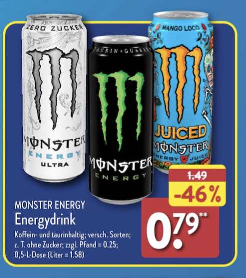 [ALDI Nord] Monster Energy Drink (0,79 € je 0,5 l Dose + Pfand)
